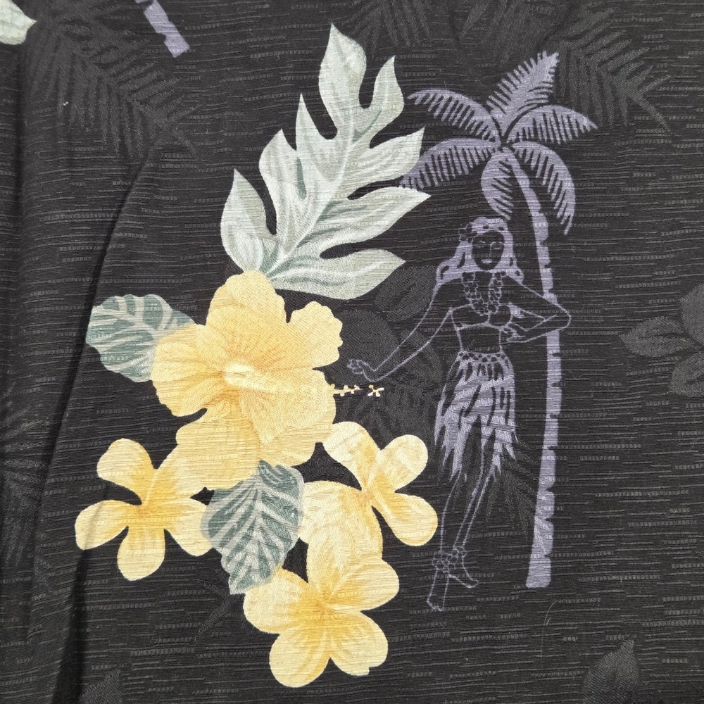 Tommy Bahama Silk Hula Girl Floral Hawaiian Camp Shirt Button Up Black Mens XL - Picture 4 of 7